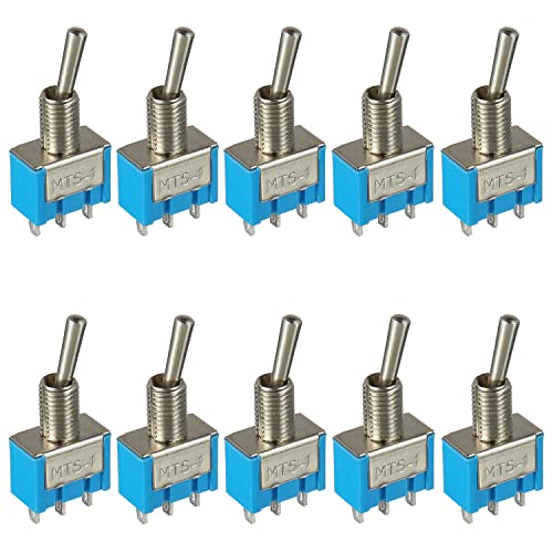 HUAREW SPDT Mini Kippschalter MTS-102 AC 125V 6A / 250V 3A ON-ON 3 Pins 2-Position von Marine Wippe Verriegelung Kippschalter für Arduino Auto LKW Boot Schalter 10Pcs von HUAREW