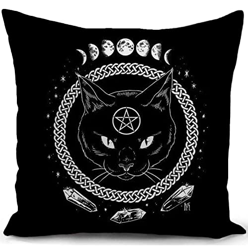 HUASHUZI Kissenbezug Katze Gothic schwarz Kissen deko Geschenke für Katzenliebhaber Frauen Witch für sofakissen kissenbezüge dekokissen couchkissen kissenhülle Sofa Schlafzimmer Zimmer zierkissen von HUASHUZI