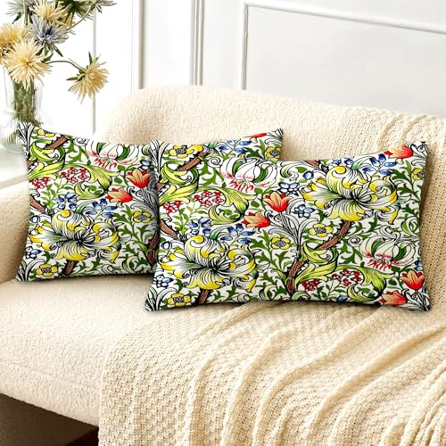 HUASHUZI Kissenbezug 30x50 cm Kissen William Morris deko für sofakissen kissenbezüge 2er Set doppelseitiges Muster dekokissen couchkissen kissenhülle Sofa Schlafzimmer Wohnzimmer Zimmer zierkissen von HUASHUZI