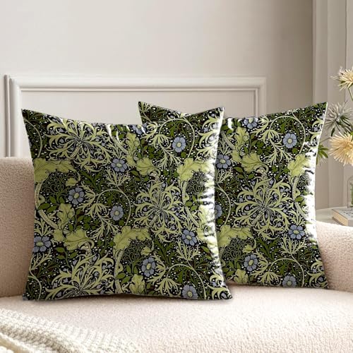 HUASHUZI Kissenbezug 50x50 cm Kissen William Morris deko für sofakissen kissenbezüge 2er Set doppelseitiges Muster dekokissen couchkissen kissenhülle Sofa Schlafzimmer Wohnzimmer Zimmer zierkissen von HUASHUZI