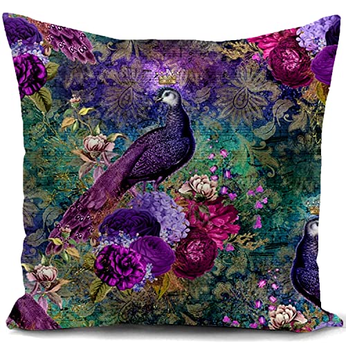 HUASHUZI Kissenbezug pfau lila Kissen deko Geschenke Peacock für sofakissen kissenbezüge pfauenfedern dekokissen couchkissen kissenhülle Sofa Schlafzimmer Wohnzimmer Zimmer zierkissen von HUASHUZI