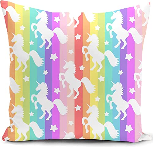 Kissenbezug Einhorn Kissen Geschenke für mädchen Jahre Regenbogen Kinder kinderzimmer deko für sofakissen kissenbezüge dekokissen couchkissen kissenhülle Sofa Schlafzimmer zierkissen von HUASHUZI