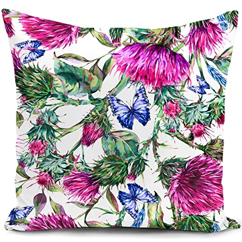 Kissenbezug distel schottland Blumen Outdoor Kissen lila Balkon deko Geschenke für sofakissen kissenbezüge dekokissen couchkissen kissenhülle Sofa gartenmöbel Wohnzimmer Zimmer zierkissen von HUASHUZI