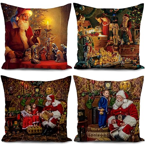 Weihnachtskissen Kissenbezug Braun 40 x 40 cm Weihnachten Weihnachtsdeko Weihnachtskissenbezug Christmas Decorations Weihnachtsfeier 4er Set Weihnachtskissen Kissenbezug Braun 40 x 40 cm Weihnachten Weihnachtsdeko Weihnachtskissenbezug Christmas Decorations Weihnachtsfeier 4er Set von HUASHUZI