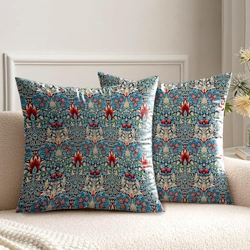 kissenbezug 45x45 cm kissen william morris blau deko für sofakissen kissenbezüge 2er set doppelseitiges muster dekokissen couchkissen kissenhülle sofa schlafzimmer wohnzimmer zimmer zierkissen von HUASHUZI