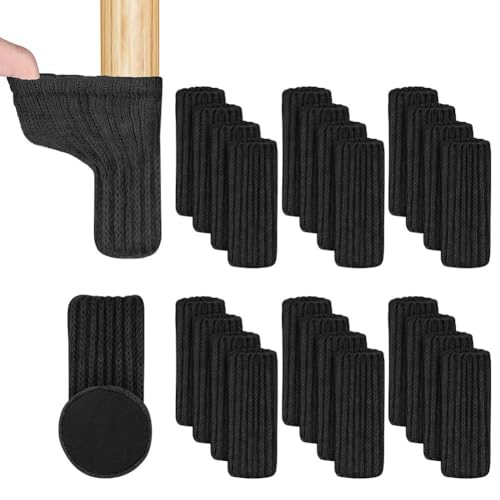 Stuhlsocken,24er Pack Möbelsocken Gestrickte Möbelfüße Stuhlbeinkappen Stuhlbeinschoner rutschfeste Möbelschuhe,Vermeiden Kratzer und Lärm, Passend für Stuhlbeine von 1 bis 2 Zoll, Schwarz, Rund Stuhlsocken,24er Pack Möbelsocken Gestrickte Möbelfüße Stuhlbeinkappen Stuhlbeinschoner rutschfeste Möbelschuhe,Vermeiden Kratzer und Lärm, Passend für Stuhlbeine von 1 bis 2 Zoll, Schwarz, Rund von HUATEEN