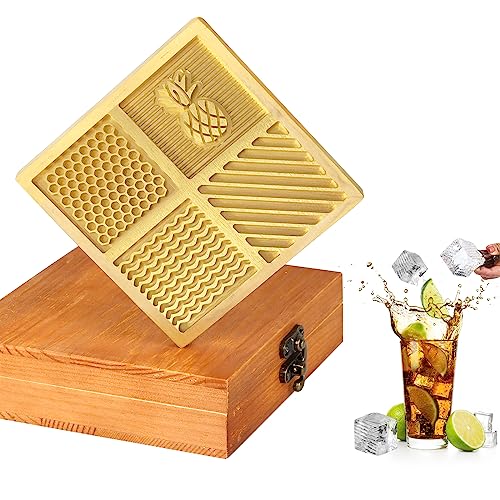 Eis-Designer-Tablett aus Messing, moderne Eisformen, Würfel-Stempelplatte für Whiskey, Bourbon und Cocktails, 11 x 11 x 1,5 cm, Barkeeper-Zubehör für klare Eiscocktails von HUATOL