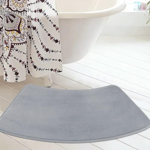 HUAWECALK 1 Stück Gebogene Badematte, Badezimmer, Solider, weicher Teppich, rutschfeste Duschmatte, schnelltrocknend, saugfähig, Fußmatte, WC-Badematte, grau, 45 x 100 cm von HUAWECALK