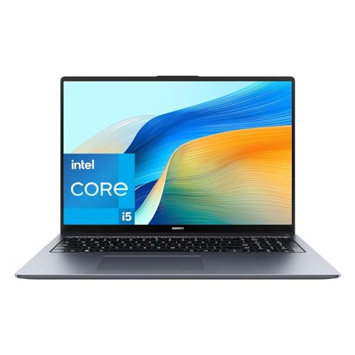 HUAWEI MateBook D 16 2024, 12th Gen Intel Core i5, 8GB RAM, 512GB SSD, 16 Zoll FullView Display, 1,68 kg leichten Gehäuse, Windows 11 Home, Space Gray, Deutsche Version von HUAWEI