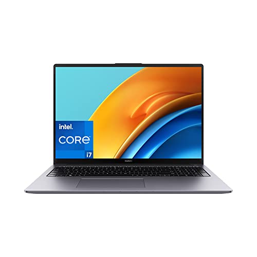 HUAWEI MateBook D16 | 16" Fullview Display | Intel Core i7-12700H | 16GB RAM + 512GB SSD | Windows 11 | QWERTZ | Schlankes Metallgehäuse | Fingerabdrucksensor | Numpad | TÜV Rheinland Low Blue Light von HUAWEI
