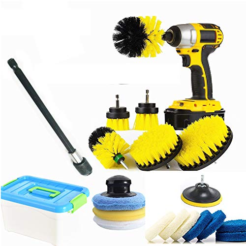 HUAWELL 20-teiliges Bohrerbürste und Scheuer-Pads-Set, Power Scrubber Variety Reinigungsset mit 15.2 cm großer Aufsatz in Box für Zuhause, Küche, WC, Teppich von HUAWELL