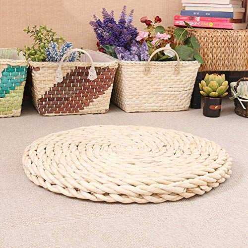 HUAWELL Tatami Matten atmungsaktives Sitzkissen aus Rattan, für Balkon, Boden, Garten, Stuhl, runder Sitz, Esszimmer, Yoga, Wohnzimmer, Teppiche, Durchmesser 60 cm von HUAWELL