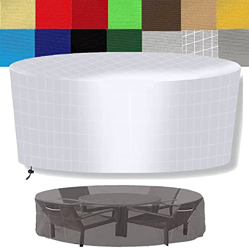 HUAXIQUE Abdeckung Gartenmöbel Rund Abdeckung Winterfest Wasserdicht 165x80cm 420D Gartenmöbel Abdeckplane Abdeckplane Schutzhülle Gartenmöbel für Gartentische Stühle und Möbelsets Silbernes Netz von HUAXIQUE