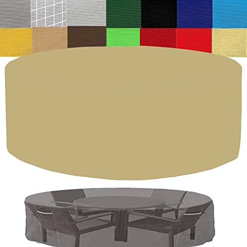 HUAXIQUE Abdeckung Gartenmöbel Rund Abdeckung Winterfest Wasserdicht 170x80cm 420D Gartenmöbel Abdeckplane Abdeckplane Schutzhülle Gartenmöbel für Gartentische Stühle und Möbelsets Beige von HUAXIQUE
