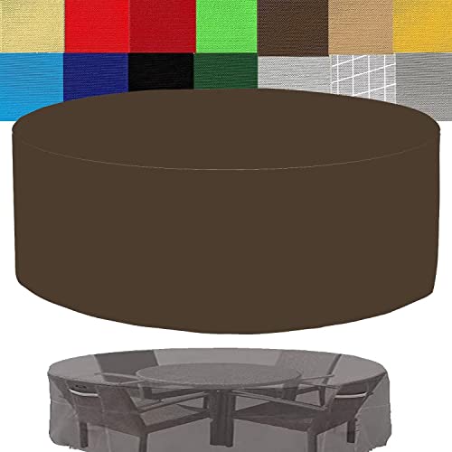 HUAXIQUE Abdeckung Gartenmöbel Rund Abdeckung Winterfest Wasserdicht 180x90cm 420D Gartenmöbel Abdeckplane Abdeckplane Schutzhülle Gartenmöbel für Gartentische Stühle und Möbelsets Kaffee Braun von HUAXIQUE