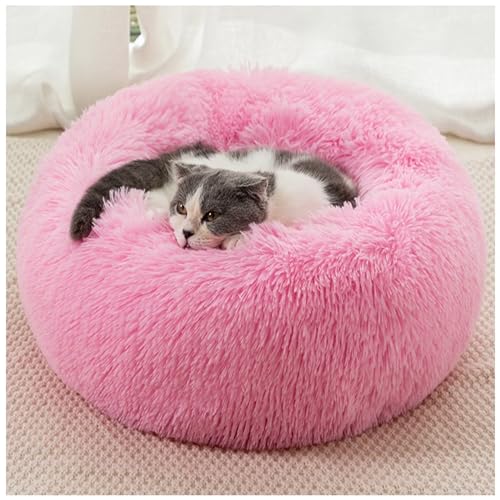 HUAXIQUE Donut Hundebett Hundebett Wolke Mittelgroße Hunde Hundebett für Große Waschbar Haustierbett Flauschiges Hundebett 50cm Rosa von HUAXIQUE