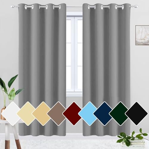 HUAXIQUE Gardine Grau Mit Ösen Lichtundurchlässig Sonnenschutz Badezimmer Fenster Vorhänge für Gästezimmer Wohnzimmer Schlafzimmer Tür 160x300cm HUAXIQUE Gardine Grau Mit Ösen Lichtundurchlässig Sonnenschutz Badezimmer Fenster Vorhänge für Gästezimmer Wohnzimmer Schlafzimmer Tür 160x300cm von HUAXIQUE