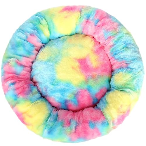 Hundebett Rund Hundekissen Plüsch Donut Mittelgroße Hunde Hundebett für Große undekissen Waschbar Flauschig Hundematte Anti Rutsch Noppenboden 110cm Buntes Blau von HUAXIQUE