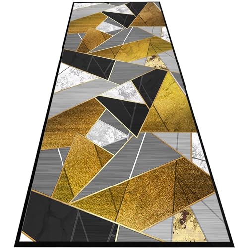 HUAXIQUE Küchen Teppiche Läufer Waschbarer rutschfest Wasserfest Geometrische Muster Waschbarer Teppich LäUfer GelbTeppich Läufer für Wohnzimmer Flur Büro Schlafzimmer Küche 40x80cm Form B von HUAXIQUE