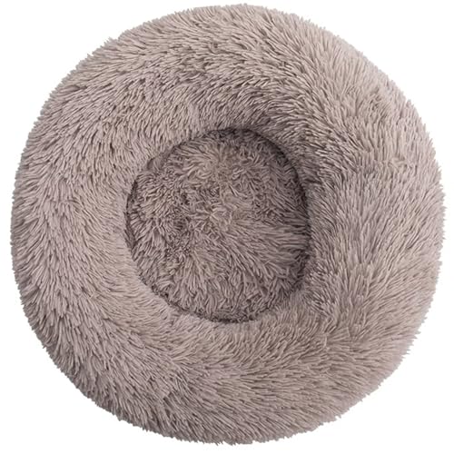 Kuscheliges Hundebett Mittelgroße Hunde Hundebett für Große Waschbar Haustierbett Anti Rutsch Noppenboden 50cm Beige von HUAXIQUE
