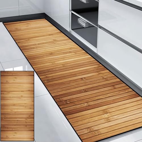 HUAXIQUE Teppich Flur Teppich Terasse rutschfest Outdoor Teppich Wetterfest Terasse Bambus Teppich Läufer für Balkon Küche Wohnzimmer DraußEn Schlafzimmer 40x280cm Stil J von HUAXIQUE