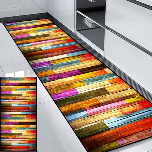 HUAXIQUE Teppich Läufer Flur Waschbarer Geometrische Muster Kitchen Mats and Rugs Rot Teppich Läufer für Wohnzimmer Flur Büro Schlafzimmer Küche 60x340cm Stil H von HUAXIQUE