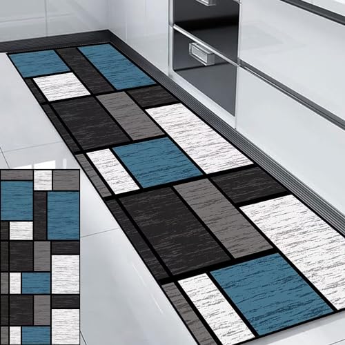 HUAXIQUE Teppich Wohnzimmer Teppich Terasse rutschfest Kitchen Mats and Rugs Grau Blau Teppich Läufer für Balkon Küche Wohnzimmer DraußEn Schlafzimmer 40x180cm Stil B von HUAXIQUE