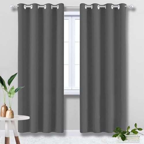 HUAXIQUE Verdunklungsvorhang 280x160cm Blickdicht Mit Ösen Thermo Sonnenschutz Schlafzimmer Vorhänge für Kinderzimmer Schlafzimmer Wohnzimmer Fenster Dunkelgrau von HUAXIQUE