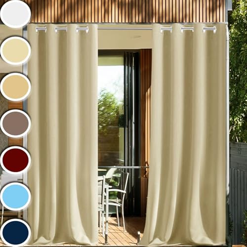 HUAXIQUE Wasserdichter Vorhang Outdoor Wetterfest 1 Stück Auf Maß Extra Breit Outdoor Deko Winddicht Terrassen Vorhang für außen terrasse Balkon Outdoor Garten Aussen 90x240cm Dunkelbeige HUAXIQUE Wasserdichter Vorhang Outdoor Wetterfest 1 Stück Auf Maß Extra Breit Outdoor Deko Winddicht Terrassen Vorhang für außen terrasse Balkon Outdoor Garten Aussen 90x240cm Dunkelbeige von HUAXIQUE
