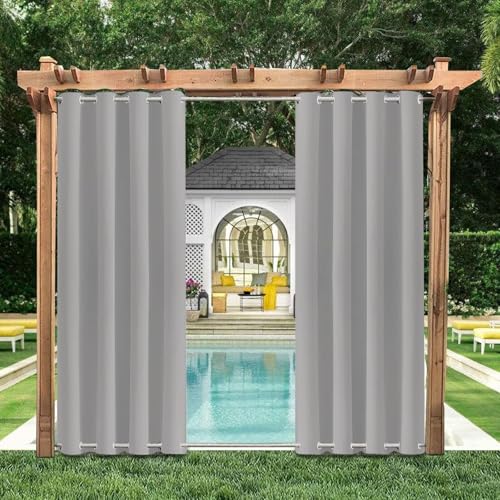 HUAXIQUE outdoorvorhänge Outdoorvorhange Wasserdicht mit ösen Oben und unten Wasserdicht Wetterfest Sonnenschutz für Balkon Terrasse Pergola Gardine Grau B182xH225cm HUAXIQUE outdoorvorhänge Outdoorvorhange Wasserdicht mit ösen Oben und unten Wasserdicht Wetterfest Sonnenschutz für Balkon Terrasse Pergola Gardine Grau B182xH225cm von HUAXIQUE