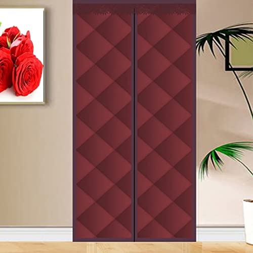 Magnet Wärmeschutzvorhang für Türen Thermo Türvorhang Türvorhang Thermo kälteschutz Filz für türen Balkontür Außentür Wohnzimmer125x250cm Rot von HUAXIQUE