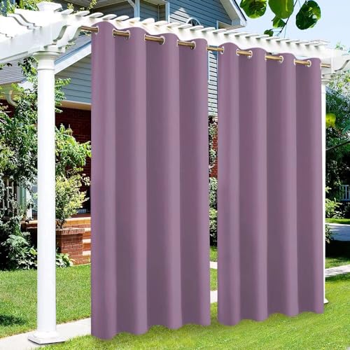 Outdoor Vorhang Wasserdicht Wetterfest Blickdicht 132X183cm HellViolett Verdunklungs Vorhänge mit Ösen Sichtschutz Sonnenschutz Outdoor Gardine für Balkon Terrasse Pergola Gartenlaube Veranda von HUAXIQUE