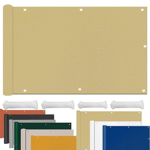 Sonnensegel Rechteckig Wasserdicht Groß Klein Mini Balkon Windschutz Winterfest Segeltuch für Garten Terrasse Balkon Sonnenschutz glasdach 1.5x1.8M Beige von HUAXIQUE