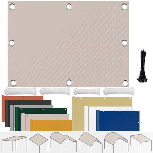 Sonnensegel Wasserdicht Wasserabweisend imprägniert 95% UV-Block Schattensegel Windschutz Winterfest Segeltuch für Garten Terrasse Balkon 4x4.2m Taupe von HUAXIQUE
