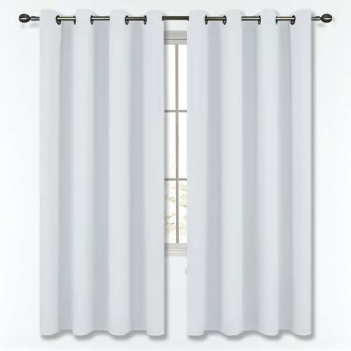 Thermo Vorhang Gegen Kälte Wärmeisolierend Thermal Modern Lärmschutz mit Schlaufen Extra Lange Gardinen Vorhänge für Wohnzimmer Schlafzimmer Kinderzimmer Esszimmer H200 x B90 cm(1er Pack) Grau-Weiß von HUAXIQUE