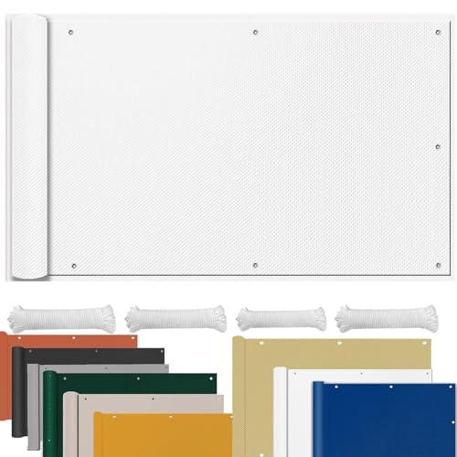 sonnensegel Balkon Mit Ösen Wasserdicht SunSail Sonnensegel Sonnenschutz Windschutz Winterfest Segeltuch für Garten Terrasse Balkon Sonnenschutz glasdach 1x2M Weiß von HUAXIQUE
