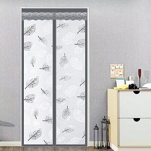 wärmeschutzvorhang Kälteschutz und Wärmeschutz im Winter Türvorhang Thermo kälteschutz Filz für türen Balkontür Außentür Wohnzimmer85x200cm Graues Blatt von HUAXIQUE