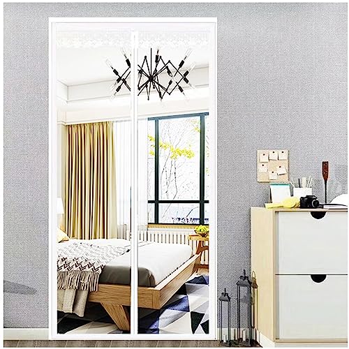 wärmeschutzvorhang magnet Sommer und Klimatisierung mit Isolierung Türvorhang Thermo kälteschutz Geräuschisolierung für Balkontür Wohnzimmer75x205cm Weiß Transparent von HUAXIQUE