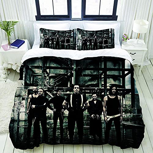 3D Digital Print Kinder Duvet Cover Bettdeckenschutzbezug Schlafkomfort in-Rammstein-Doppel: 1 Bettbezug + 2 Kissenbezüge Doppel (200x200cm) Bettdeckenbezug milbendicht Bettbezug Bettwäscheset von HUAYEXI