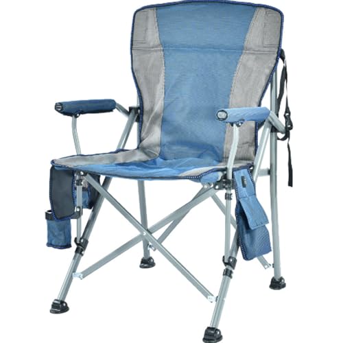 HUAYUSEDF Blau-grauer Camping-Klappstuhl mit Handläufen, tragbar und faltbar, Strand-Campingstuhl, leicht, Grünland, Outdoor-Lounge-Stühle von HUAYUSEDF