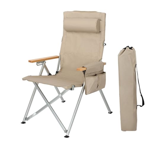 HUAYUSEDF Khaki Rückenlehne Casual Camping Outdoor Klappstühle Tragbar und Faltbar Strand Camping Stuhl Leicht Grasland Outdoor Lounge Stühle von HUAYUSEDF