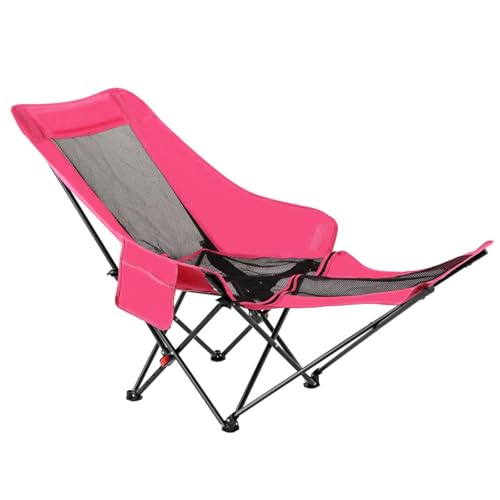 HUAYUSEDF Rosa Camping-Klappstühle mit Fußstützen, tragbar und faltbar, Strand-Campingstuhl, leicht, Grasland, Outdoor-Lounge-Stühle von HUAYUSEDF