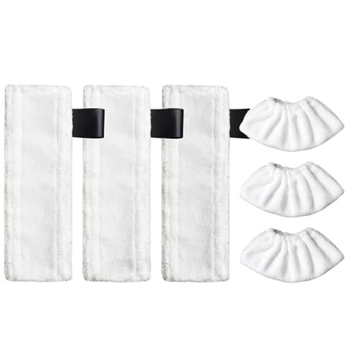 HUAYUWA Ersatz Mikrofaser Dampfreiniger Tücher mit Pads Set Kompatibel mit Kärcher EasyFix SC2 SC3 SC4 SC5 Dampfreiniger Waschbare Reinigungstücher Pads Zubehör (3 Wischtücher und 3 Tuchbezug) von HUAYUWA