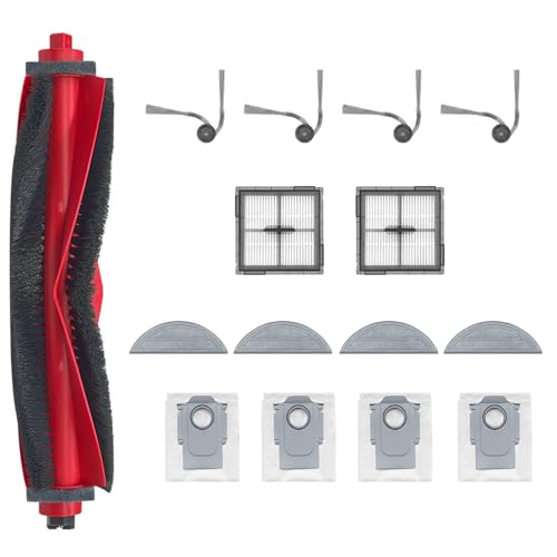 HUAYUWA Staubsaugerzubehör-Set, kompatibel mit Roborock Q10 S5/Q10 S5+/Q10 VF/Q10 VF+, Ersatzteile für Roboterstaubsauger (1 Hauptbürste + 2 Filter + 4 Seitenbürsten + 4 Lappen + 4 Staubbeutel) von HUAYUWA
