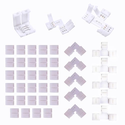 42 Stück 3 Pin LED Streifen Verbinder, Lichtverbinder T Form L Form Lückenlose Lötfreie Steckverbinder Adapter Licht Verlängerung Verbinder für WS2811 WS2812B RGB LED Streifenlicht (10 mm) von HUAZIZ