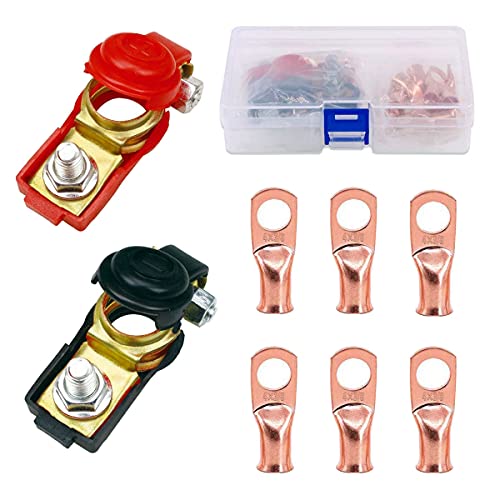 HUAZIZ 1 Paar 12v Batterieklemmen,Batterie Polklemmen,Auto Batterieclips,Schnellklemmen Steckverbinder Anschlussklemmen für KFZ Boot Fahrzeug Wohnmobil (6 Kupferringkleme) von HUAZIZ