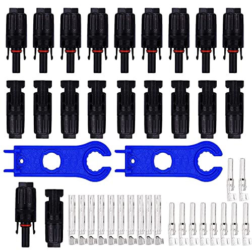 HUAZIZ 10 Paare Photovoltaik Steckverbinder, Solarpanel Kabelstecker,Solarpanel Stecker, Solar Panel Kabel Anschlüsse Stecker + 1 Paar Solar-Schraubenschlüssel für die Montage von Steckverbindern Kit von HUAZIZ