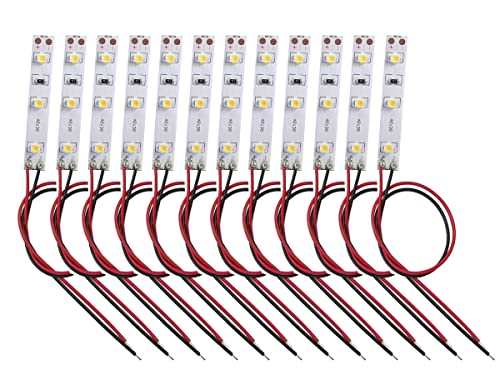 HUAZIZ 12 Pcs LED Hausbeleuchtung 5 cm Warmweiss mit Kabel 20cm 12-18V, Modellbau Led Beleuchtung, Micro Modellbau, Beleuchtung Modellbau h0, beleuchtung, 3-LED 2835 von HUAZIZ