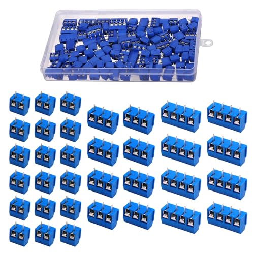 HUAZIZ 150 Stücke blau 2/3/4 Pin PCB Mount Screw, 5mm Terminal Block, Schraubklemme Steckverbinder +1 Stücke gelber Schraubendreher für Arduino von HUAZIZ