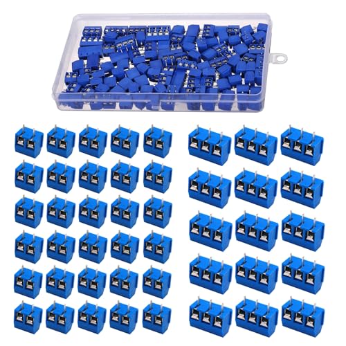 HUAZIZ 150 Stücke blau 2/3 Pin PCB Mount Screw, 5mm Terminal Block, Schraubklemme Steckverbinder +1 Stücke gelber Schraubendreher für Arduino von HUAZIZ